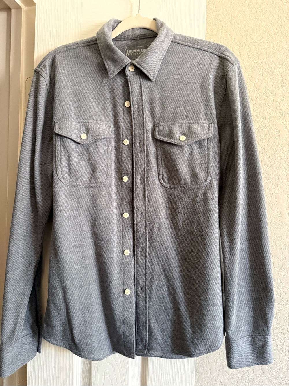 American Living Men's Heather Gray Casual Button-Down Shirt